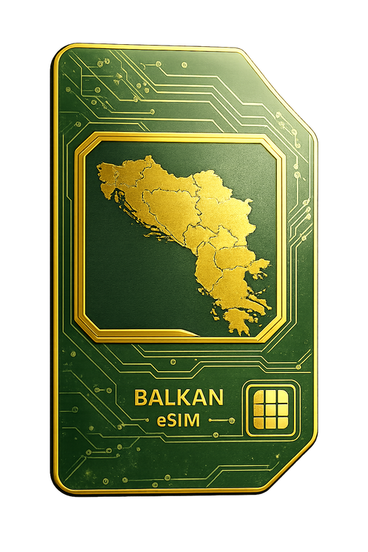 Balkan eSIM with unlimited mobile internet, travel data, roaming and fast activation across Kosovo, Albania, Bosnia, Bulgaria, Croatia, Greece, North Macedonia, Montenegro, Romania, Serbia, Slovenia and Turkey. Balkani eSIM me internet mobil, data për udhëtime dhe roaming në vendet e Ballkanit. Balkan eSIM mit mobilem Internet, Reisedaten und schneller Aktivierung für Reisende in Europa. eSIM Balkan avec internet mobile et données de voyage pour touristes et voyageurs.